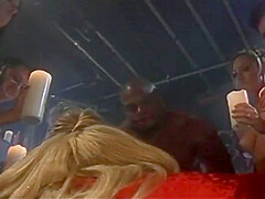 Blonde And Dark Haired Beauties Share His Big Black Cock