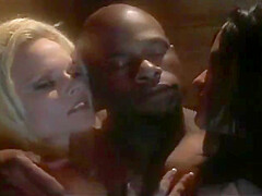 Blonde And Dark Haired Beauties Share His Big Black Cock