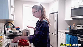 Blonde Babe on her Naked Cooking Show