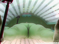Blonde Big Tits Milf Tannning Her Body In Solarium