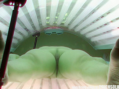 Blonde Big Tits Milf Tannning Her Body In Solarium