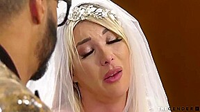 Blonde Tgirl Sucked Off And Breeded In Interracial Duo
