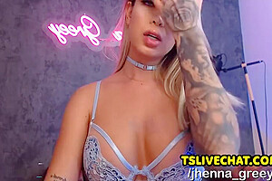 Blonde Trans Girl Masturbates In Lingerie