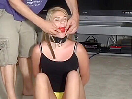 Blonde With Great Legs Cuffed Up Tight