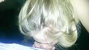 Blonde babe with big boobs blowjob and gets facial