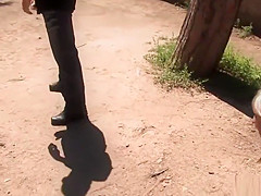 Blonde bound in latex outdoor disgraced