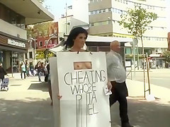 Blonde disgraces cheating Milf in public