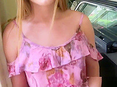Blonde flashes ass for money in public