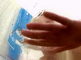 Blonde gal Denisa licks her own piss