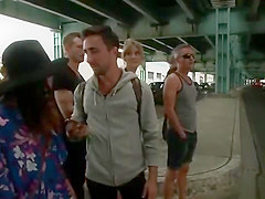 Blonde public disgraced in restroom