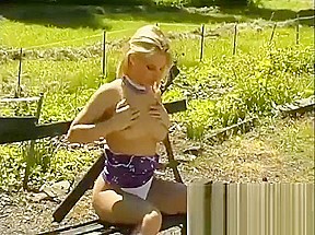 Blonde tease rubs her clit