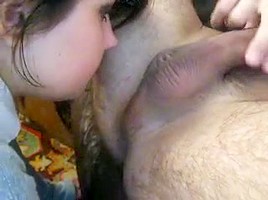 Blowjob and rimming by amateur Russian brunette