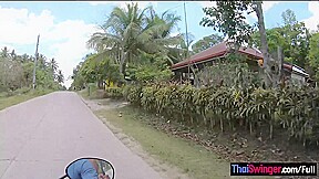 Blowjob in public from his sexy Asian girlfriend somewhere in Thailand