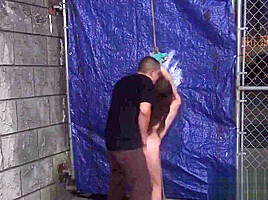 Bondage instruction hot russian two girls one guy outdoor woods Rough