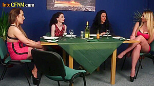 British Femdom Group Blowing Lucky Dudes Dick