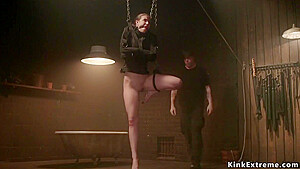 Brunette In Custom Made Device Flogged
