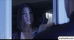 Brunette Kendra Spade sucks and fucks cock in the couch