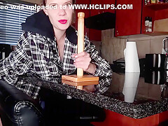 Brunette Slut Stretching Her Pussy With Household Objects 2