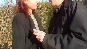 Brunette has all holes filled in gang bang - Telsev