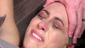 Brunette in spread eagle bondage whipped
