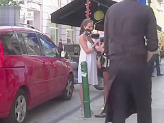 Brunette slave whipped in public