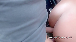 Brunette teen 18+ banged in the car in public