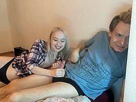 Bushy Blonde Nora In Nice Panties Gives Blowjob