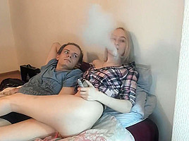 Bushy Blonde Nora In Nice Panties Gives Blowjob