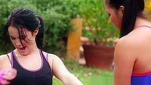 Busty Lesbian Pussylicked Outdoors