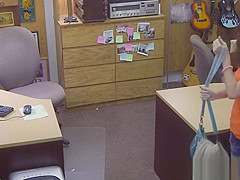 Busty pawnshop teen 18+ cocksucking in the shop