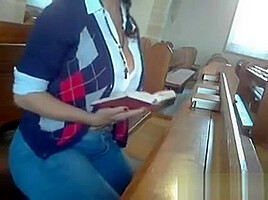 Busty teen 18+ Flashing Her Body At Church