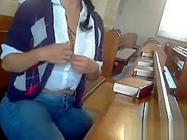 Busty teen 18+ Flashing Her Body At Church
