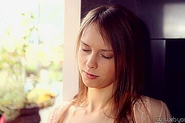 Busty teen 18+ masturbates until climax near the fireplace