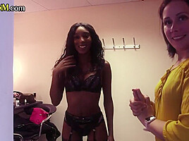 CFNM Ebony jerks dick in group HJ with British ladies