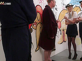 CFNM gloryhole police ladies jerk cocks in handjob orgy
