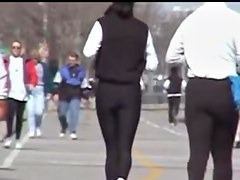 Candid asses video with the amateur runners in tight pants 8u