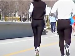 Candid asses video with the amateur runners in tight pants 8u
