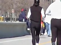 Candid asses video with the amateur runners in tight pants 8u