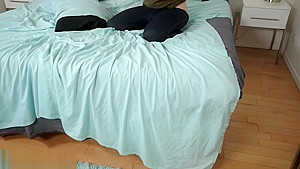 Catching MILF Step mom who rubbing her clit up against pillow