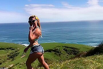 Cherie Deville In Blonde Sport Beach Dildo Gapes Ass Itc Cum D