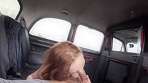 Chestnut amateur bangs in fake taxi