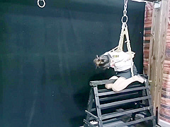 Chinese Model Sitting On A Iron Bar