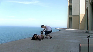 Chinese girl public bondage seaside