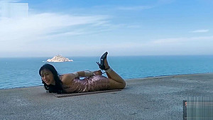 Chinese girl public bondage seaside