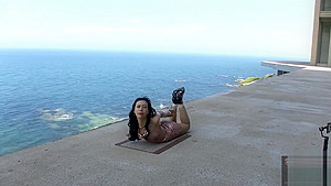 Chinese girl public bondage seaside