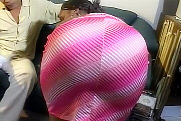 Chubby Black Chick Riding White Schlong
