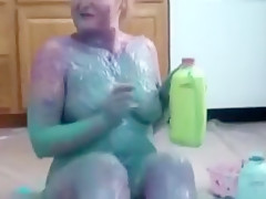 Chubby Covers Herself in Cream