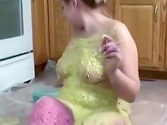 Chubby Covers Herself in Cream