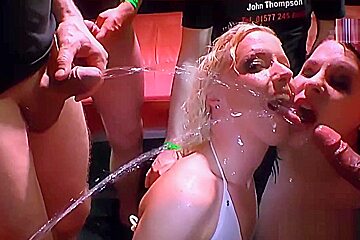 Chubby slut pissed on