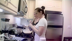 Cindy Hope and Sandy are cooking in the kitchen
